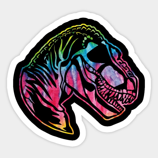 T-Rex Tie Dye Color Art Colorful Dinosaur Sticker by BlueTodyArt